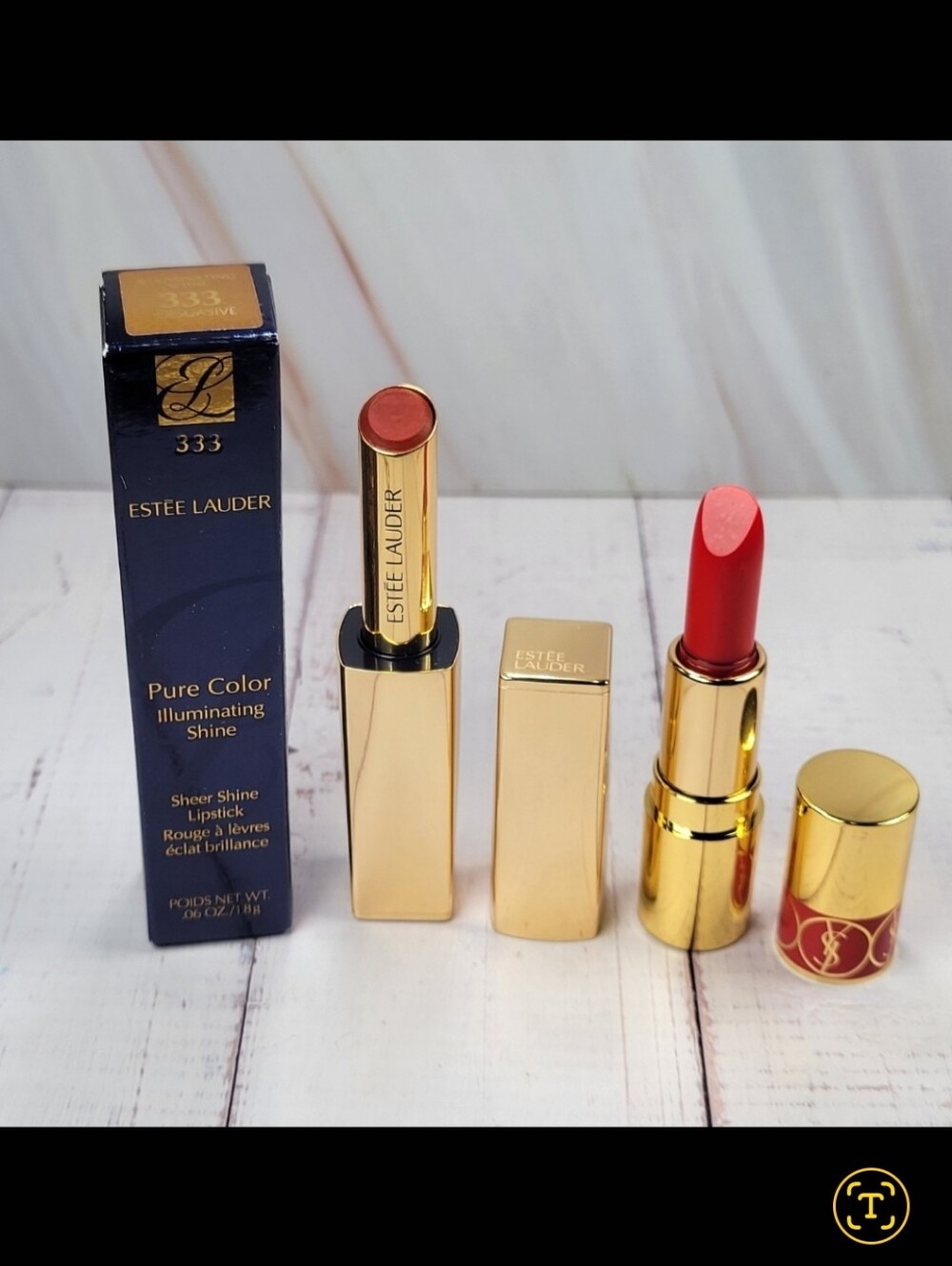 Estee Lauder Pure Color Illuminating Shine & YSL Rouge Volupte Shine Lip Bundle